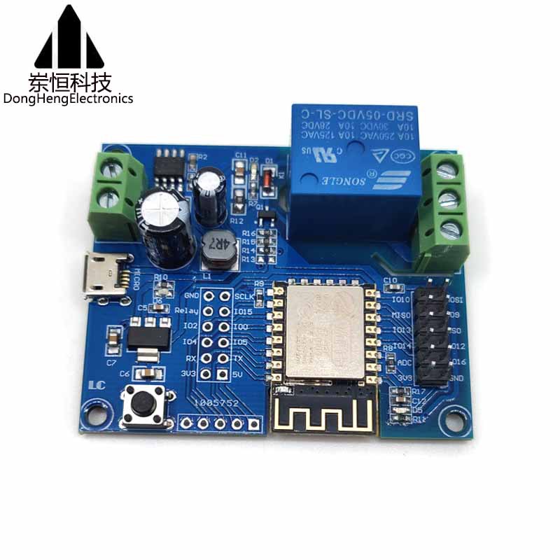 DC5-80V供电 ESP8266 WIFI单路继电器模块 ESP-12F开发板二次开发