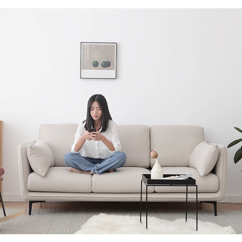 Sofá de tela nórdico Yihai Xuan, mueble de sala de estar, tres plazas, para apartamento de alquiler, modelo pequeño de látex para el hogar