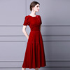 Bubble sleeve lady temperament spring new red dress