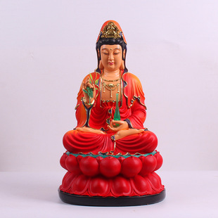 Guanyin Buddha 121618 Inch Painted Red Resin Bodhisattva Statues for Home Guanyin Ornaments