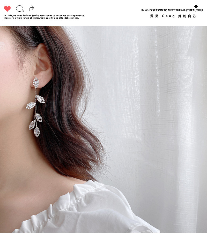 Trendy Long Tassel Earrings Leaf Earrings Korean Temperament display picture 5