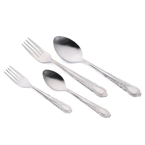 Manufacturer wholesale restaurant hotel stainless steel tableware student canteen soup spoon steak fork spoon phoenix tail fork spoon