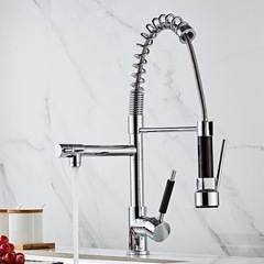 Cross-border high pressure dual-purpose spring kitchen faucet pull-out hot and cold sink vegetable basin telescopic shower faucet