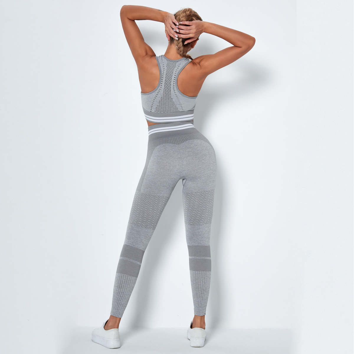 knitted seamless hollow yoga pants sports bra suit NSLX9035