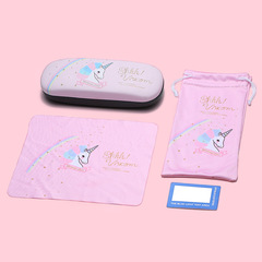 New Fresh Cartoon Eyeglass Box for Kids and Girls, Cute Unicorn Eyeglass Bag