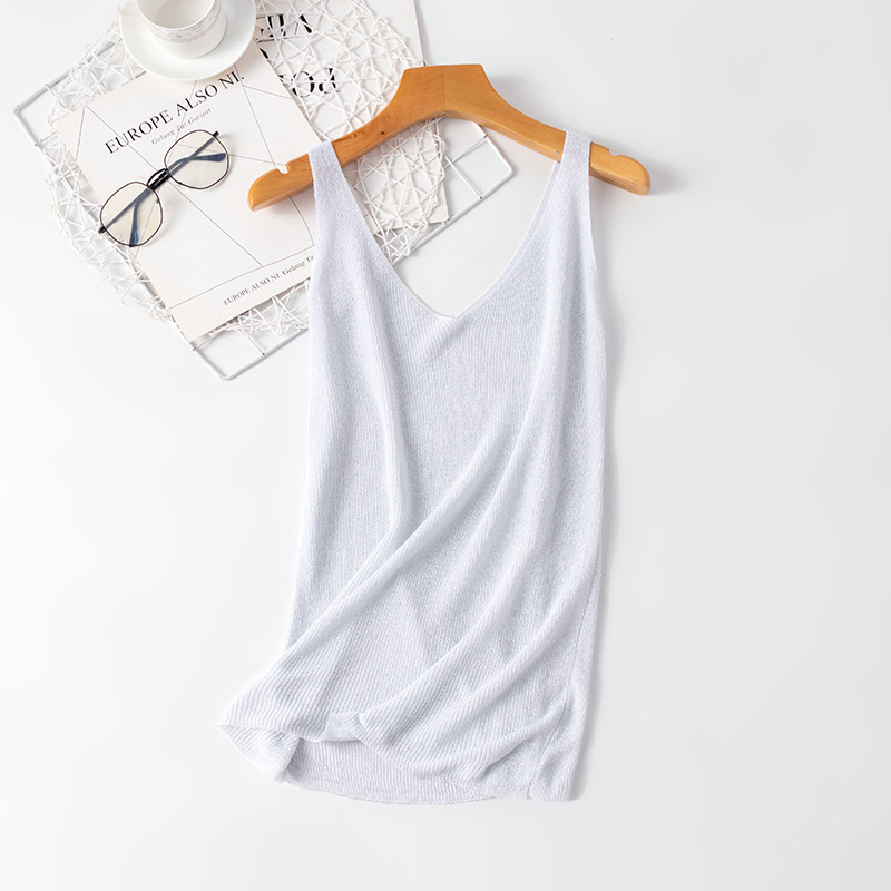 V Neck Neckline Wholesale Women's Casual Simple Style Solid Color Bright Line Tank Tops