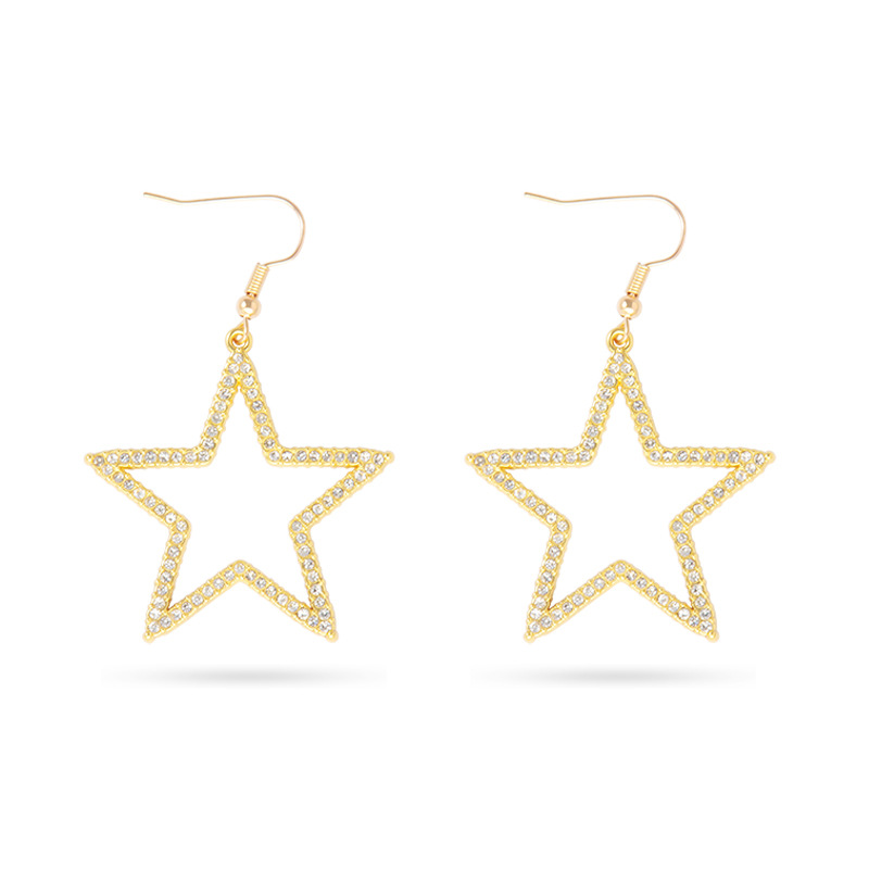 Korean Hollow Five-pointed Star Earrings display picture 5