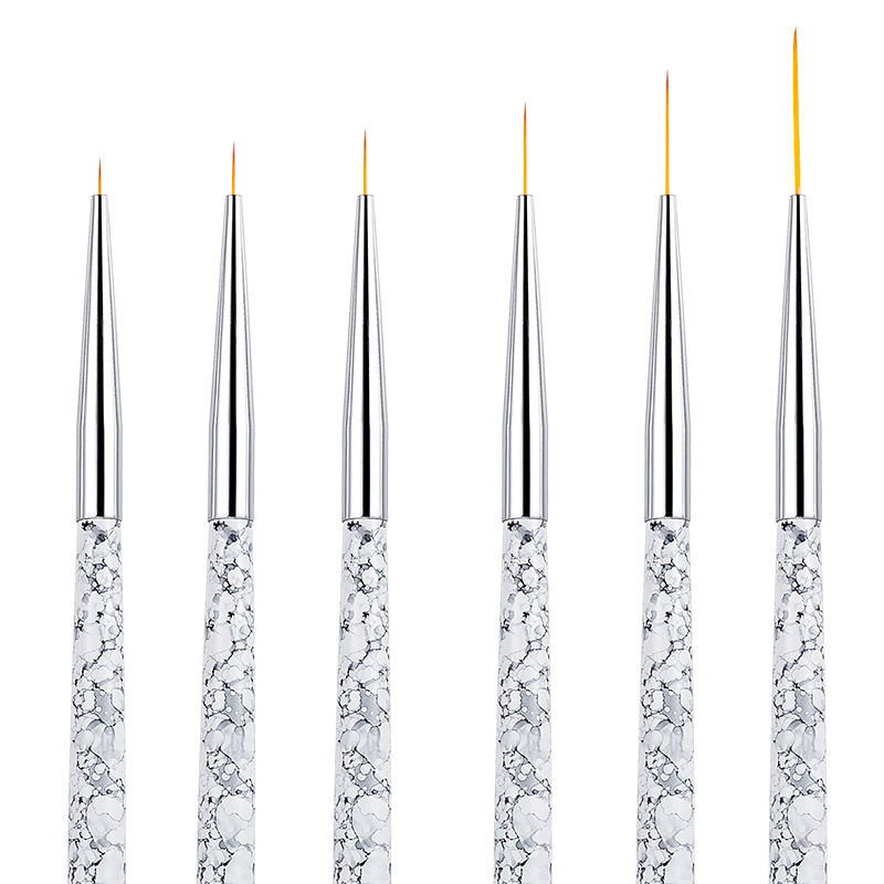 跨境白色大理石花纹美甲笔刷工具套装 拉线笔彩绘拉花勾花画花笔