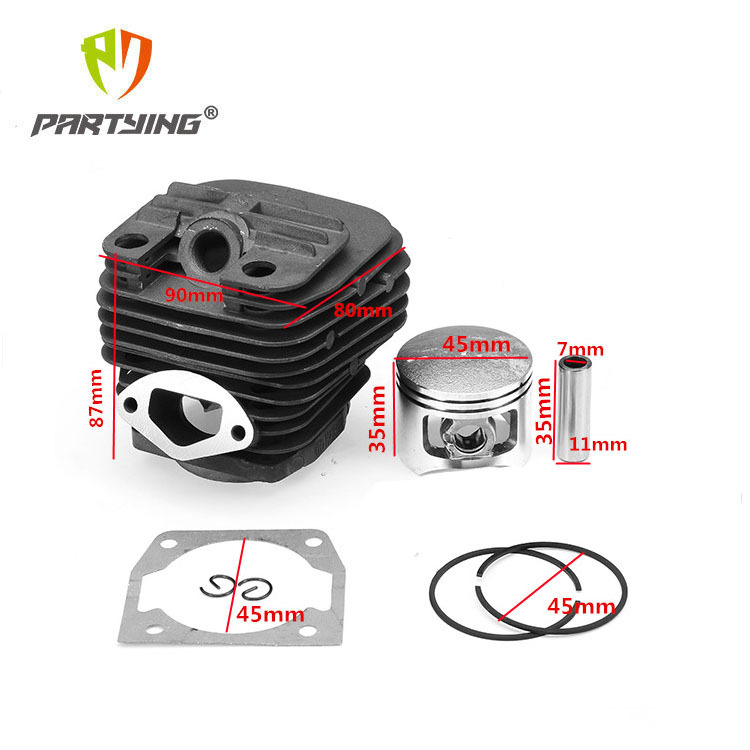 52cc/58cc cilindro de 7 piezas accesorios de sierra de cadena anillo de pistón almohadilla de papel conjunto de cilindro 5200/5800/450