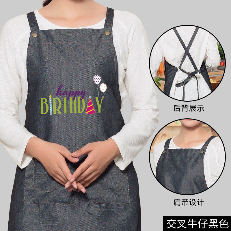 Moda coreana lienzo delantal imprimible logo leche té postre tienda de café cake shop hornear manicura trabajo