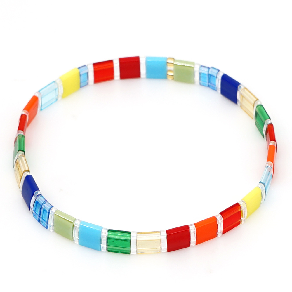 Kreative Böhmische Regenbogen Tila Reisperlen Handgemachtes Perlenarmband display picture 5