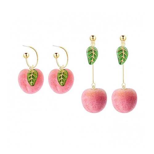 Korean New Stylish and Versatile Peach Ear Drops, High-Grade Cute Acrylic Earrings, High-Quality Wholesale