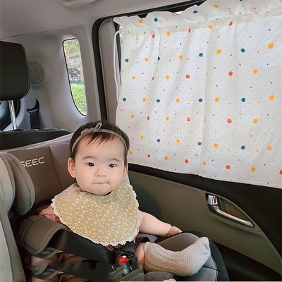韓風新款印花汽車遮陽簾防曬遮陽擋 車用遮陽布 側窗卡通吸盤窗簾