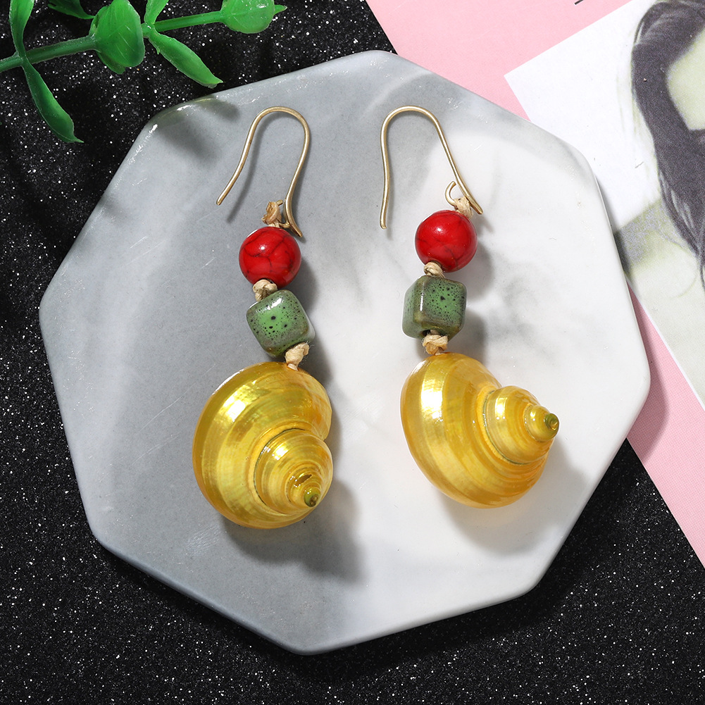 Za Même Produit Sur Site Officiel Conque Pierre Perle Boucles D'oreilles Européen Et Américain Personnalité De La Mode Populaire Vacances Style Boucles D'oreilles display picture 8