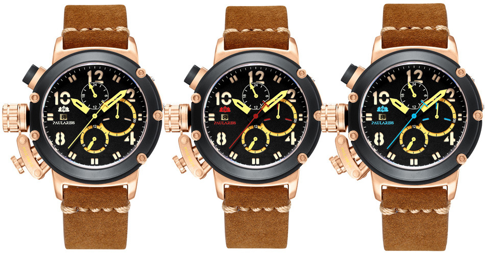 Automatic Mechanical Men's Watch With Luminous Rose Gold Case_voghion.com