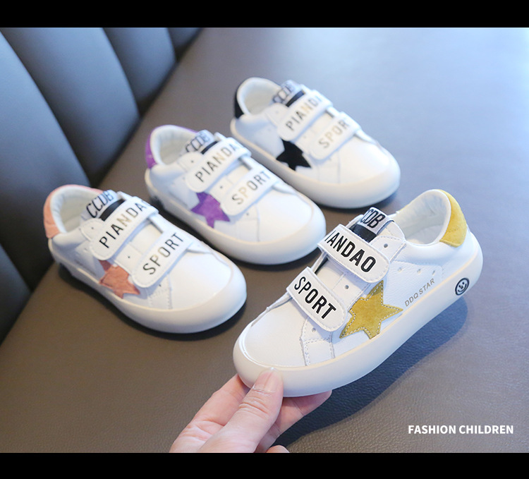 Chaussures blanches pour enfants, baskets sales, décontractées, étoiles, respirantes, pour garçons et filles, nouvelle collection automne 2024_voghion.com