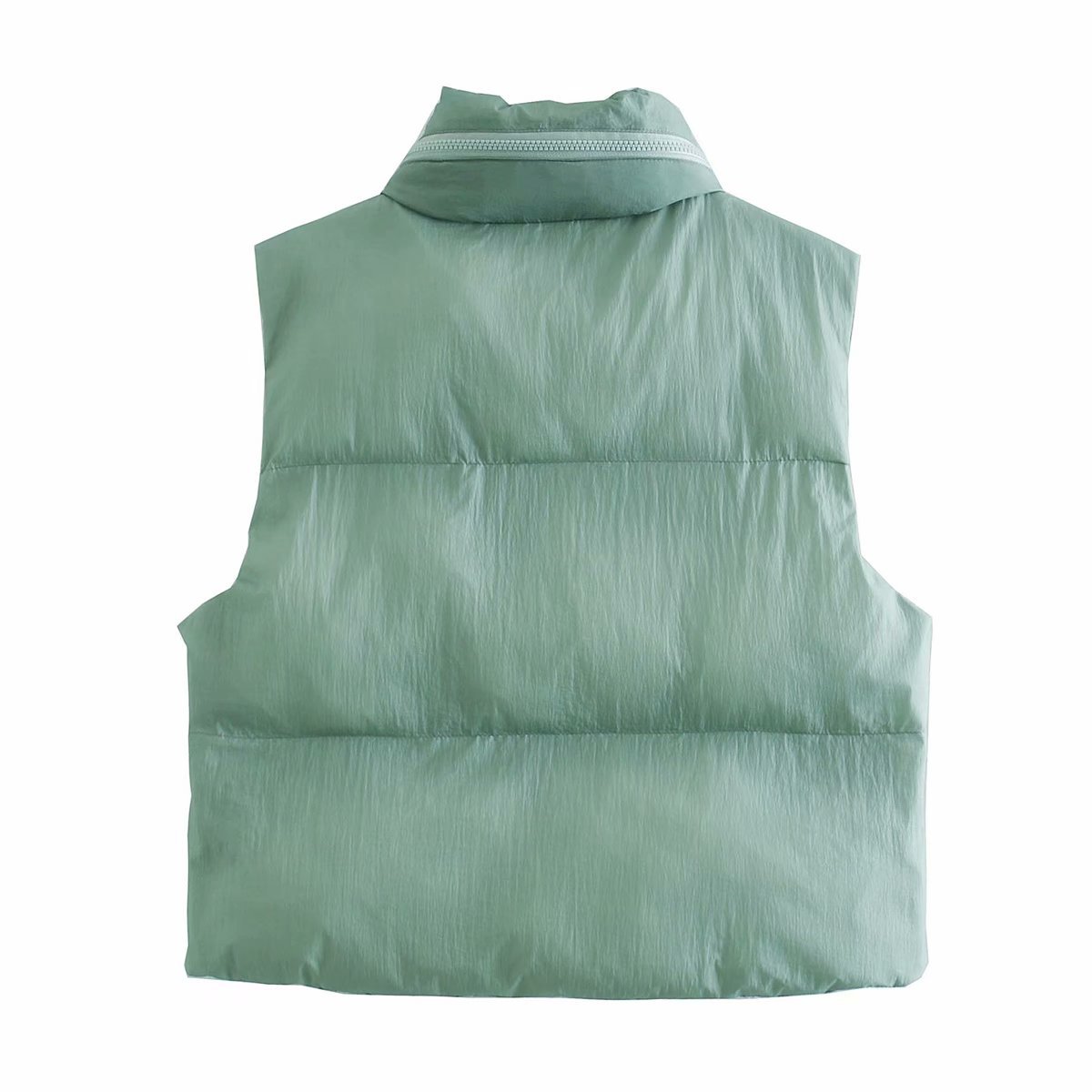 Solid color front zip-up cotton vest  NSAM11874