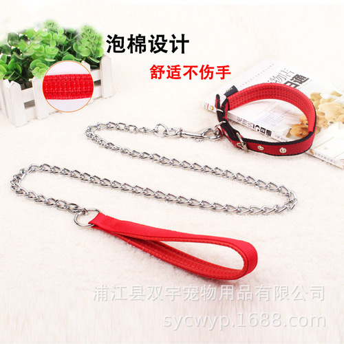 Pet leash metal dog chain dog leash large, medium and small dog leash collar pet supplies wholesale