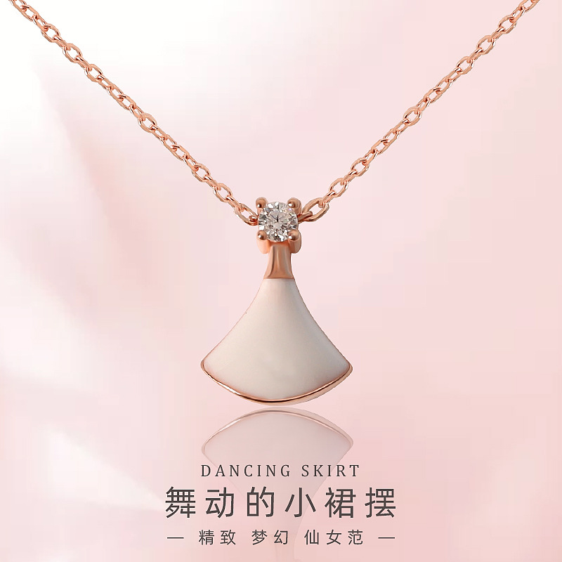 S925纯银项链女简约滴油小裙子锁骨链轻奢日韩原创2020新爆款工厂