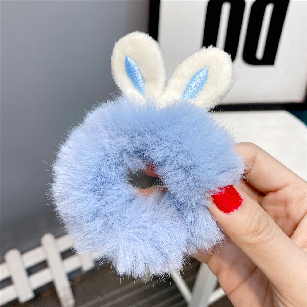 New  Plush Bunny Ear Hair Tie Cute Rabbit Fur Hair Ring display picture 8