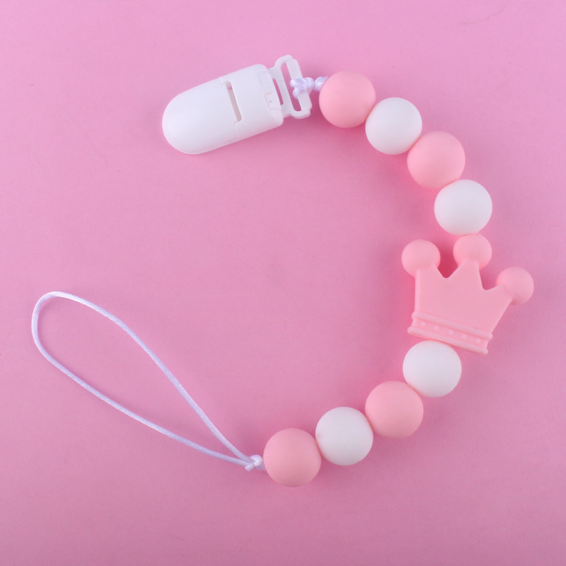 Suministros para bebés calmante clip de chupete de silicona bebé anti-gota cadena cuentas de silicona Cadena de chupete Comercio exterior Amazon Venta caliente