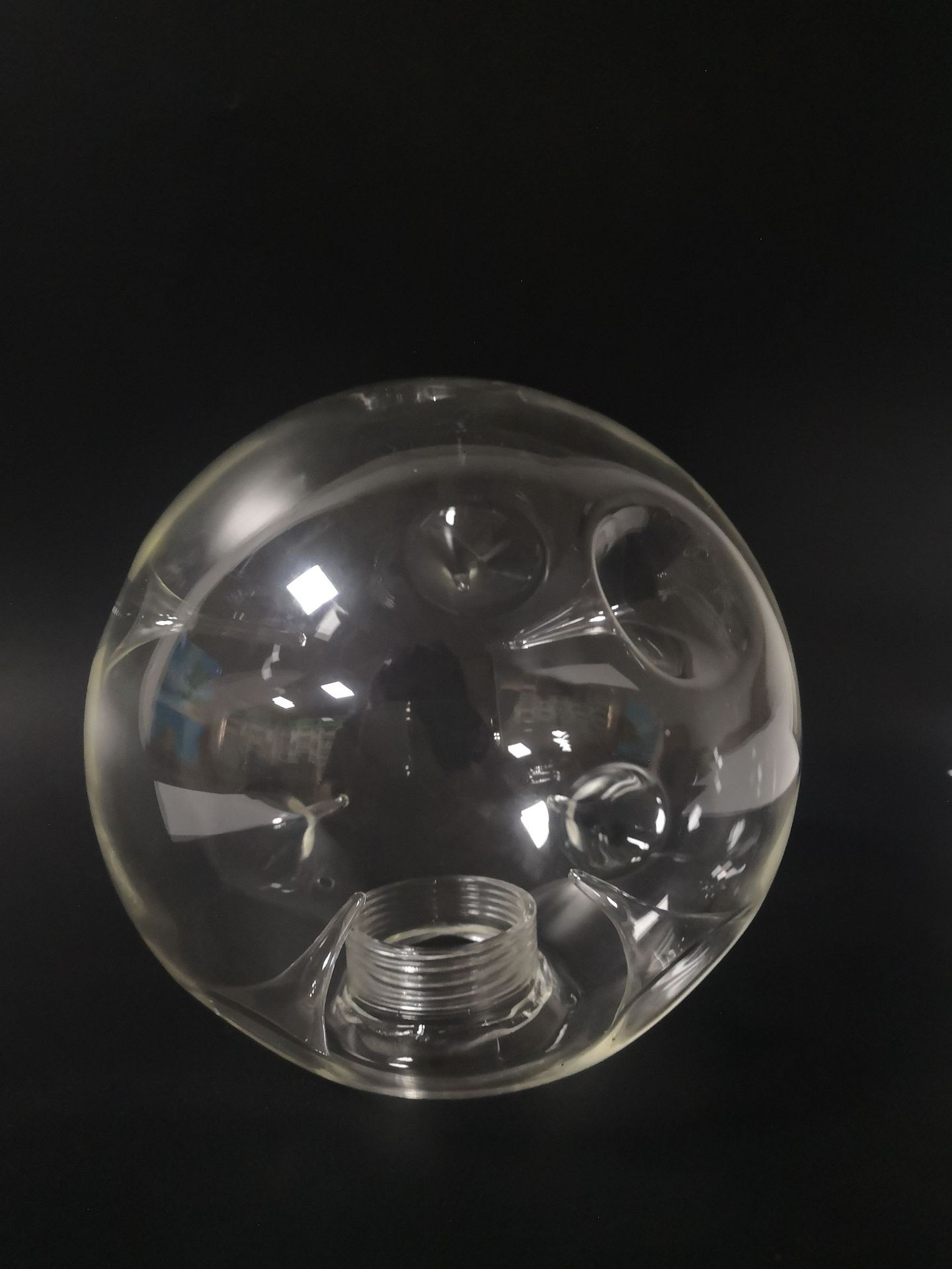 厂家直销高硼硅玻璃灯罩  透明灯罩  180内刺螺牙玻璃灯罩批发|ru