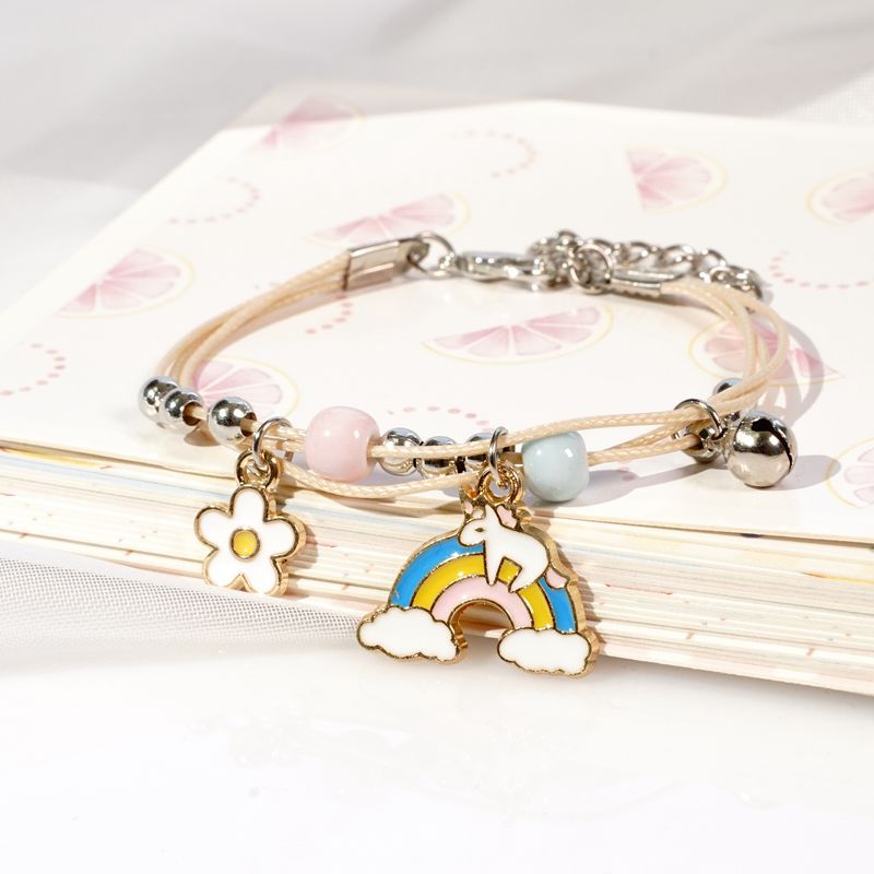 thumbnail image 1 of 2023 nueva pulsera popular creativa para mujer, joyería de cerámica tejida con dibujos animados, boudoir, miel, pareja, estudiante, regalo pequeño, joyería de unicornio arcoíris, 1 of 2