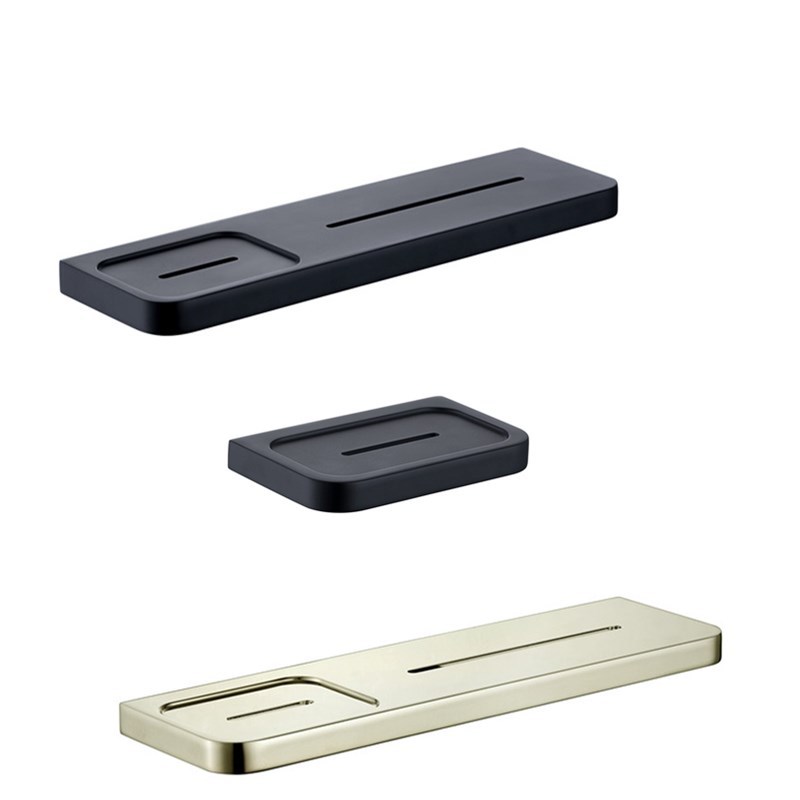 沐库 Solid all-copper multifunctional bathroom storage rack soap dish rack bathroom cosmetics rack wall hanging