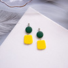 Japan and South Korea fashion new pattern Acrylic wood Earrings Simplicity ins Sweet personality Macaroon Olivine Hit color Ear Studs