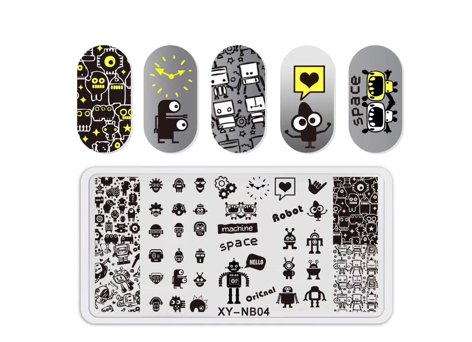 Nueva plantilla de impresión de uñas DIY película Azul de impresión de uñas esmalte de uñas placa de acero pintada XY-NB16