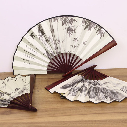 Chinese style folding fan ancient style silk bamboo fan eight inches double-sided advertising printing Hanfu fan wholesale factory