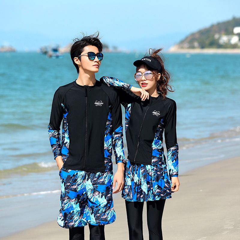 2020 South Korea Diving Suit Female Couple Swimsuit suit Long Sleeve Sun Protection Jellyfish Suit Slimming Men's Surf Suit Snorkeling