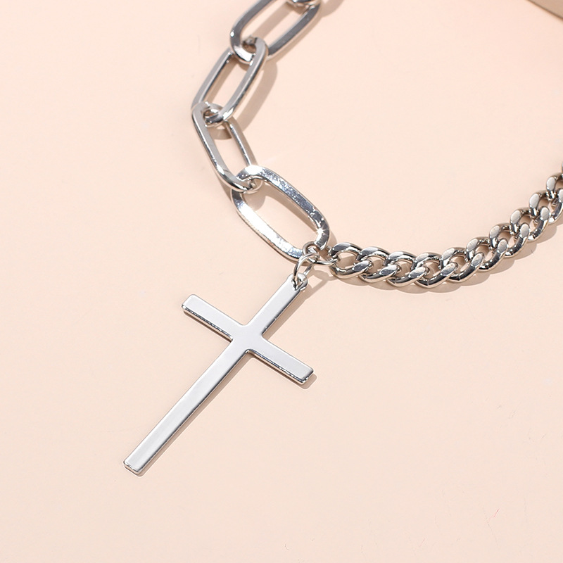 24g Weight Necklace Classification Wedding, Travel Occasion Women'S Gender White Color Women's Short Cross Pendant Necklace Hip-hop Punk Choker Clavicle Necklace Wholesale Nihaojewelry 4