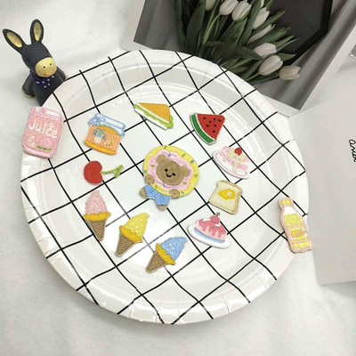 娜样新款小熊蛋糕刺绣布贴饮料水果diy贴花 包包衣服装饰自粘|ms