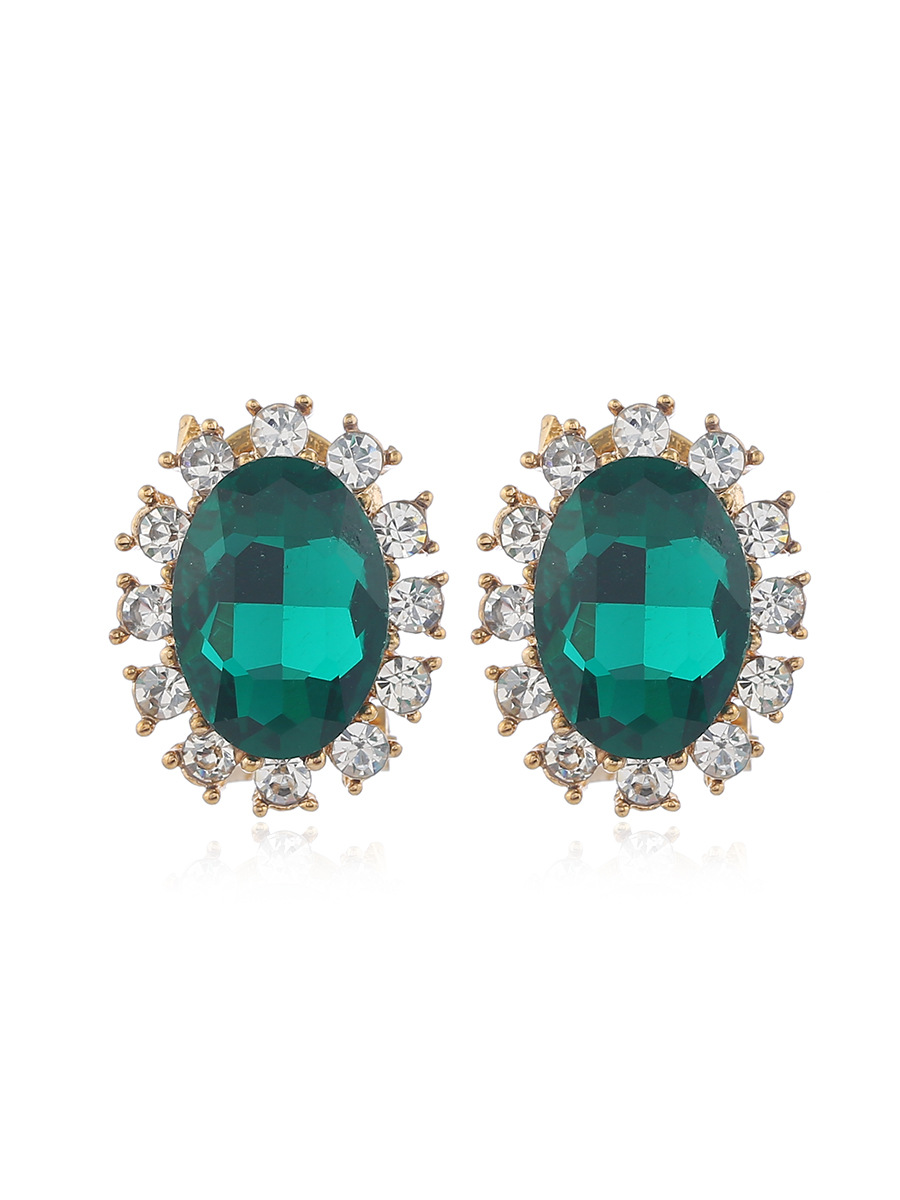 Vintage Alloy Diamond Oval Elliptical Geometric Crystal Earrings Simple Fashion Trend Earrings Wholesale display picture 4