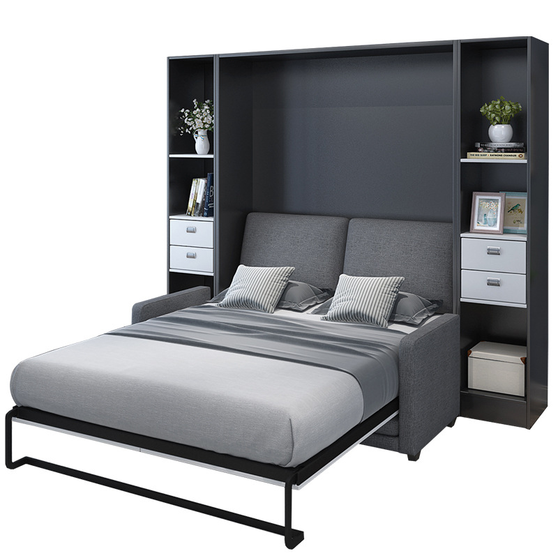 隐形床整体卧室省空间易安装储物柜储物格带沙发家具衣柜正翻侧翻|ms