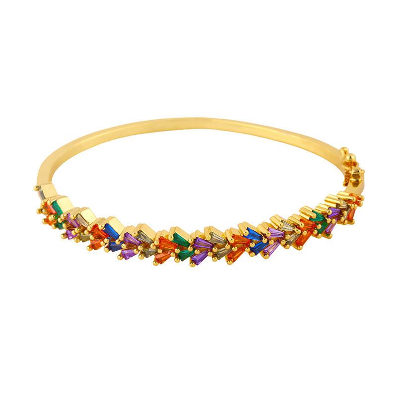 Color zircon bracelet women original fashion colorful geometric open bracelet boutique jewelry whole