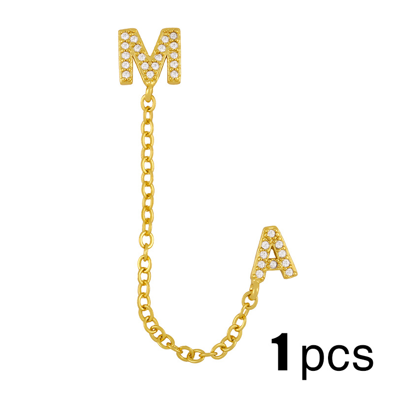 Pendientes De Diamantes De Cadena Simple Creativa Con Letra De Mariposa Am display picture 4