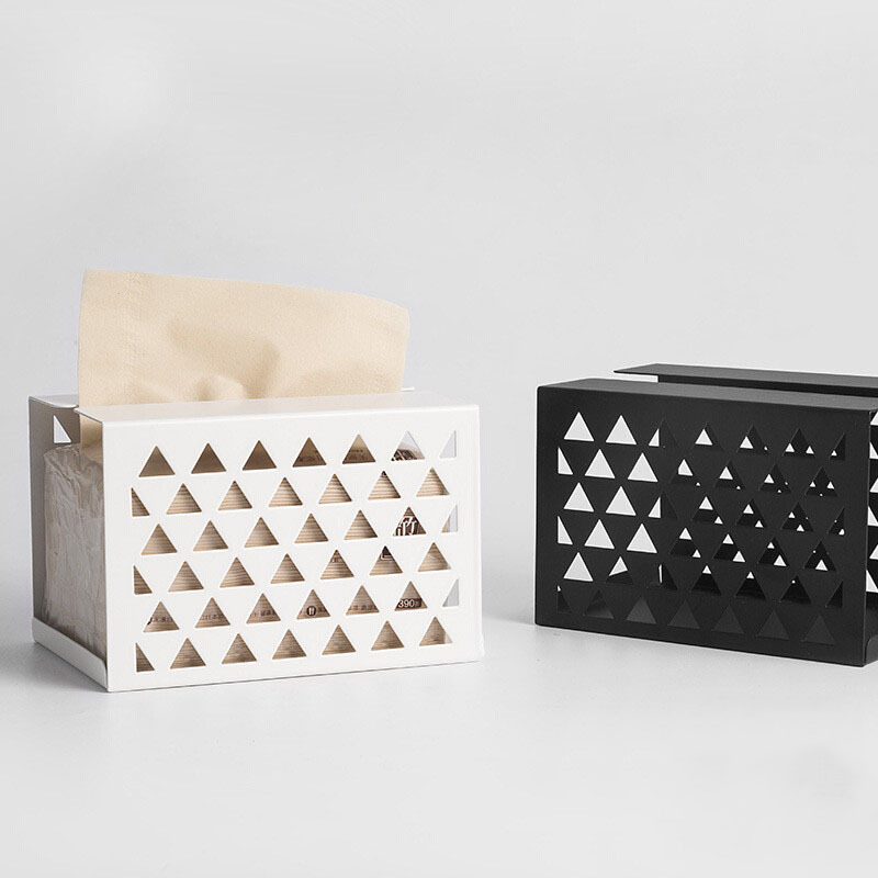 北欧铁艺纸巾盒简约客厅抽纸盒家用纸抽盒创意茶几餐巾素色收纳盒