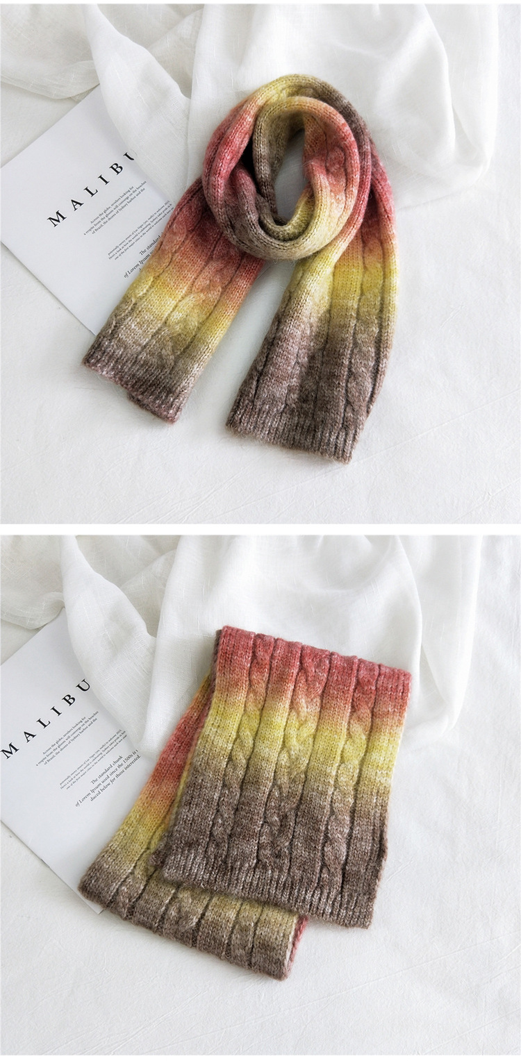 charpe en laine tricote tiedye couleur bonbon hiver tudiant coren charpe chaudepicture4