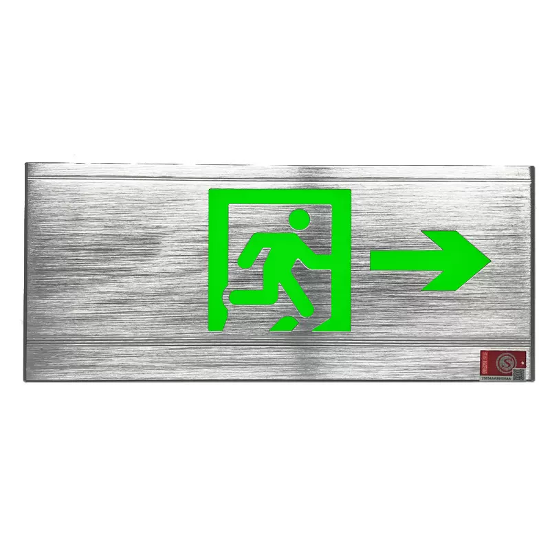 拉丝铝合金安全出口指示灯消防应急疏散嵌入暗装式金属诱导指示灯