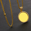Round necklace, zirconium, photo frame, pendant engraved, suitable for import, European style, custom made