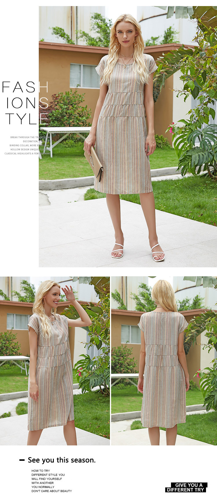 fashion temperament stripe stitching loose dresses  NSJR40711