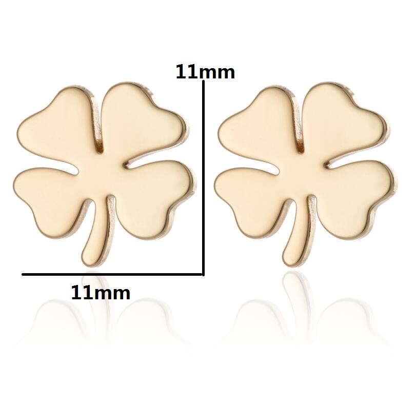 7g Weight PVD Coated Gold Plating Process 316 Stainless Steel Ear Needle Material 18K Gold, Real Gold Plated Plating Material PVD Coated 18K Gold Real Gold Plated Four Leaf Clover 304 Stainless Steel Fashion Waterproof Non Tarnish Ear Studs