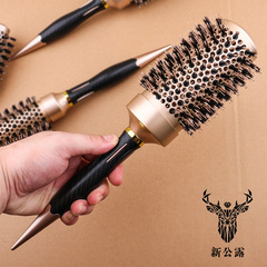 Gold thermal air bristle ceramic roller comb cylindrical curling roller comb styling professional hair comb with customizable logo