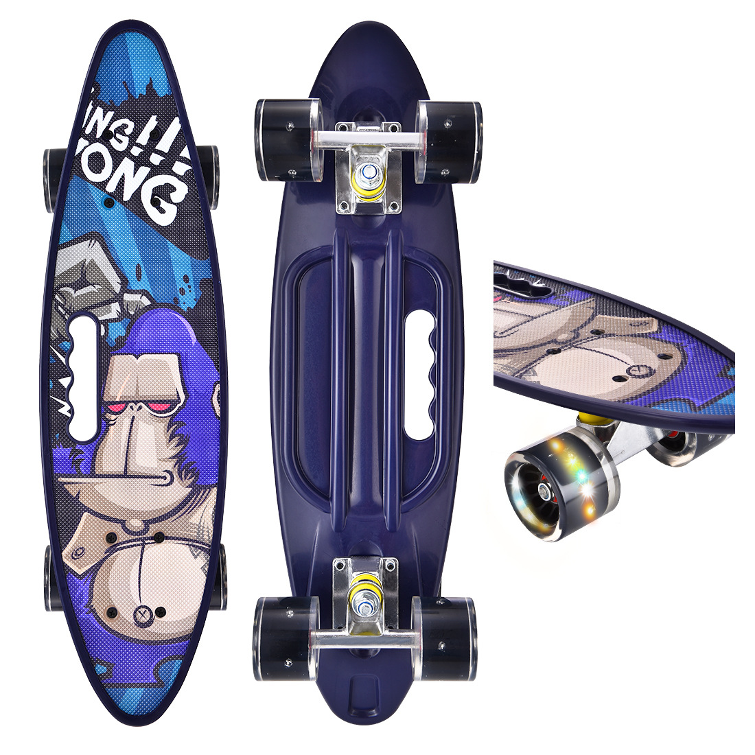 Portable fish plate 22 Plastic Bananas Flash round children adult The four round men and women Skate skateboard