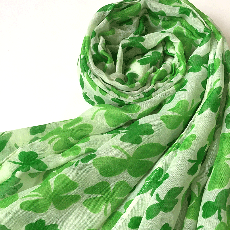 Women's Sweet Four Leaf Clover Voile Printing Scarf display picture 3