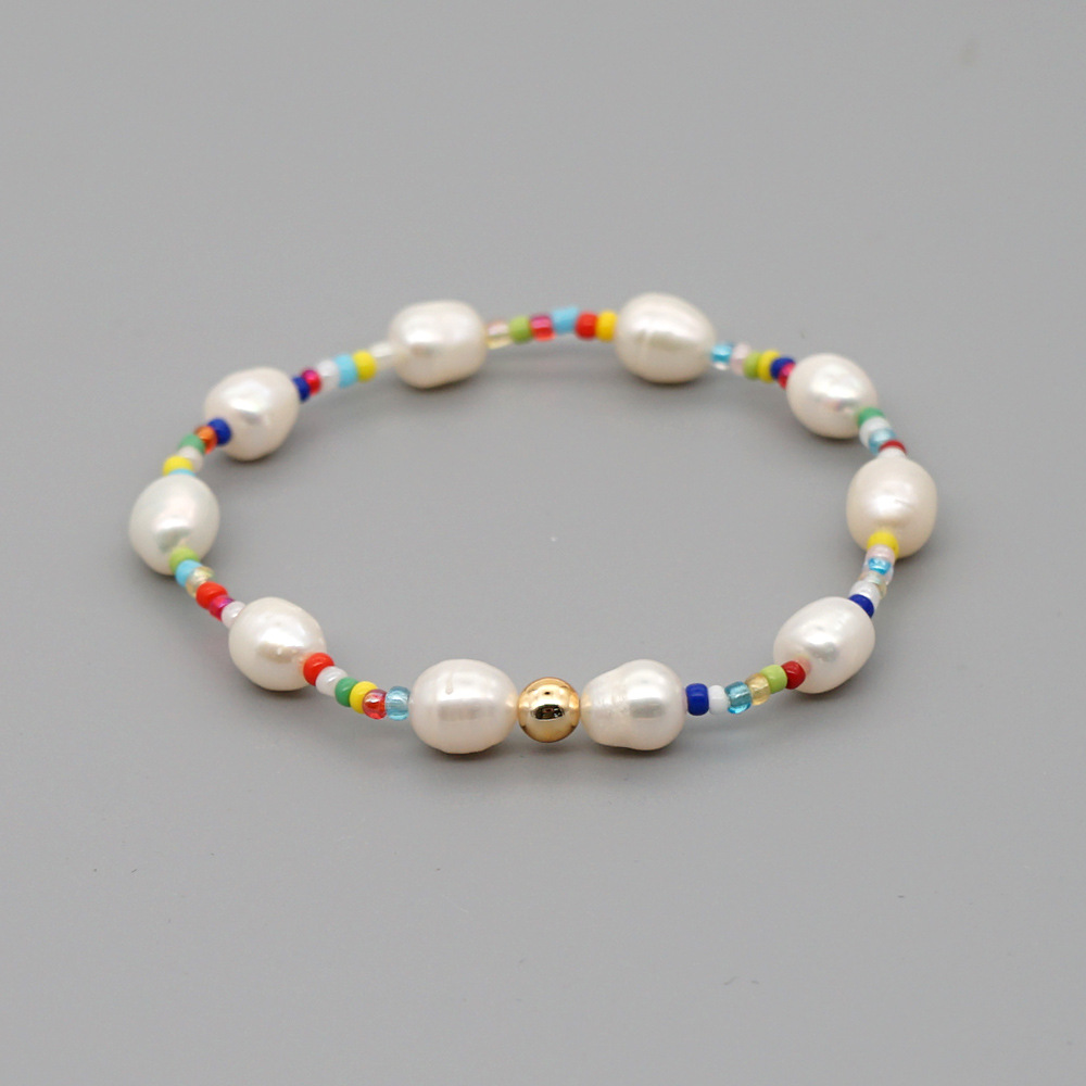 Simple Natural Freshwater Pearl Bracelet Original Design Woven Color Rice Beads Handmade Jewelry Wholesale Nihaojewelry display picture 8