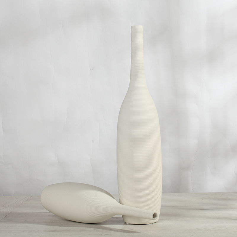 Nórdico moderno jarrón de cerámica blanca decoración del hogar creativo artesanía fábrica al por mayor