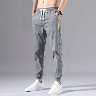 Ice Silk Pants Men's Summer Thin Trendy All-match Loose Casual Pants Sports Pants Quick-drying Harlan Ankle-length Pants